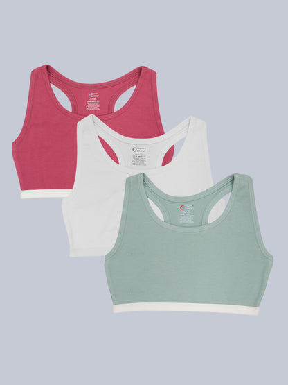 Sports Bra -Solid Color  Combo Outer Elastic Pack of 3