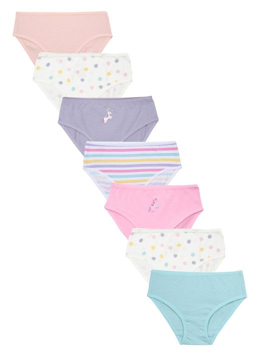 Girls Brief _Polka dot & Stripes All Over Print Pack of 7