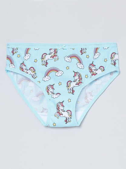 Girls Brief - Unicorn All Over Print & Solid Multicolor Brief Pack of 6