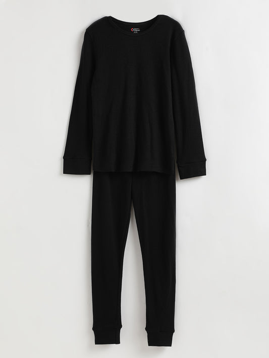 Unisex Thermal Full sleeve Vest & Pant _Black