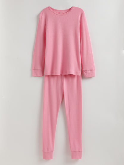 Unisex Thermal Full Sleeve Vest  & Pant  _Pink