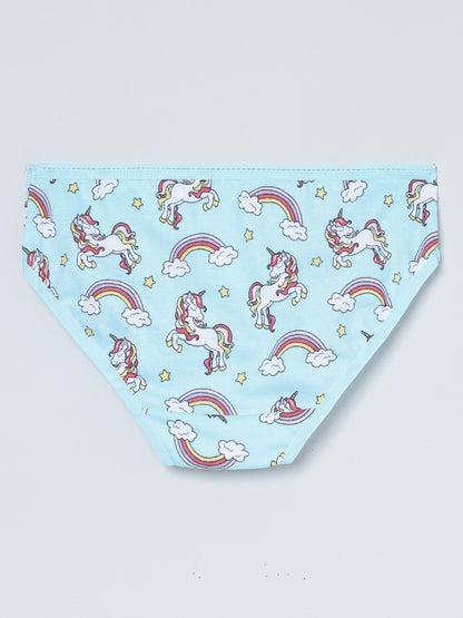 Girls Brief - Unicorn All Over Print & Solid Multicolor Brief Pack of 6