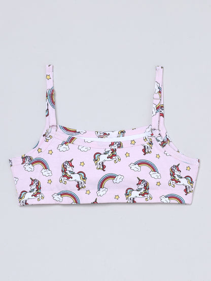 Beginners Bra - Unicorn All Over Print & Solid  Pink (Pack of 2) - CharmnCherish