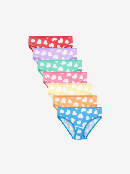 Girls Brief - Heart All Over Print (Pack Of 7)