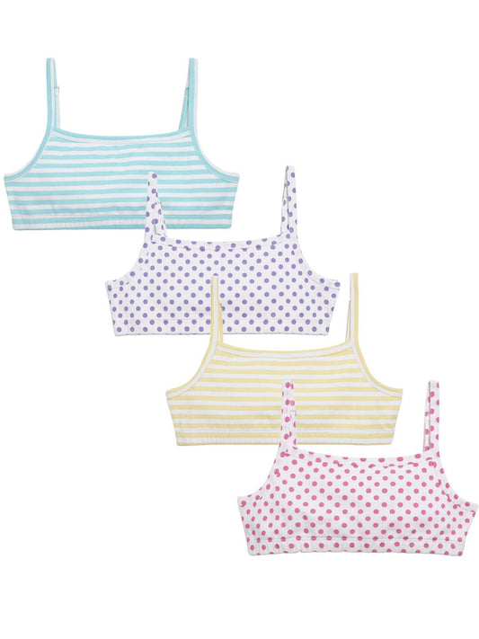 Beginners Bra - Stripes & Polka Dot Print Pack Of 4 - CharmnCherish