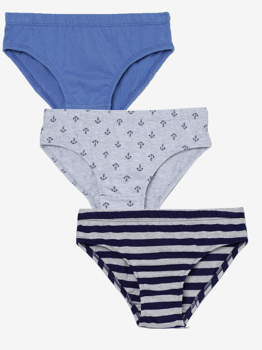 Boys Brief - Anchor All Over & Stripes Printed Brief Pack of 3 - CharmnCherish