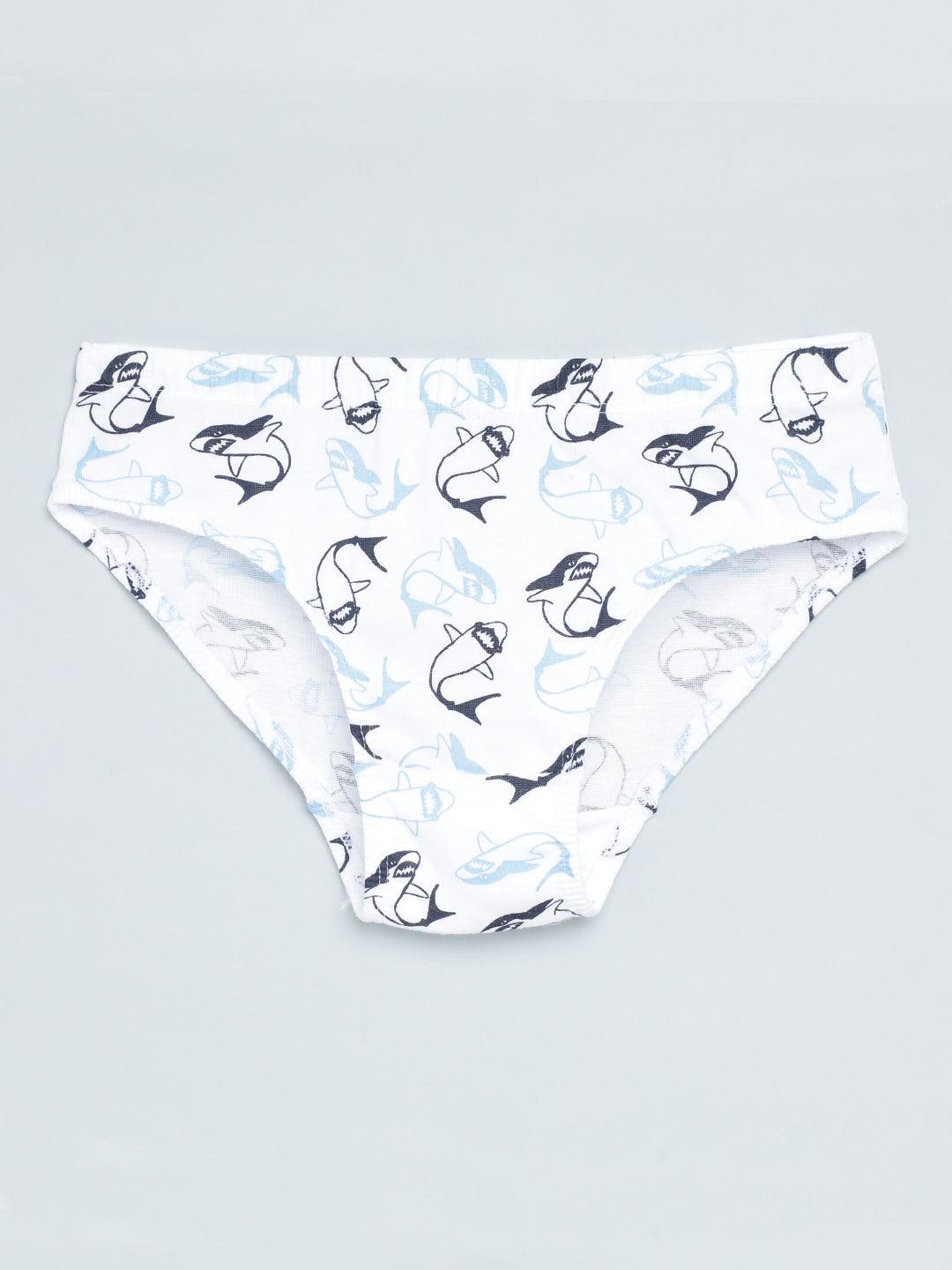 Boys Brief - Shark All Over Print & Solid Color Combo Pack Of 3 - CharmnCherish