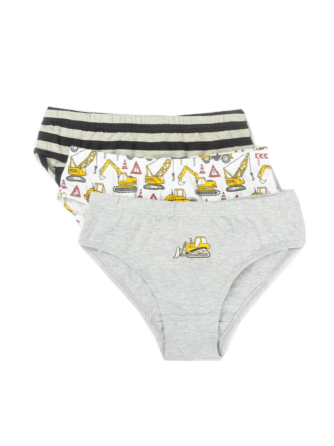 Boys Brief - Truck Prints & Strips (Pack of 3) - CharmnCherish