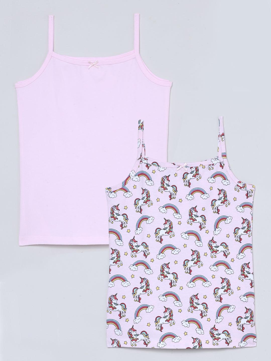 Cami Vests - Unicorn All Over Print & Solid Pink (Pack of 2) - CharmnCherish