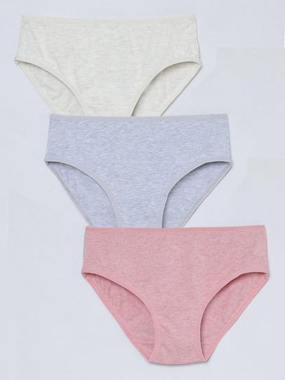 Girls Brief - Solid Multicolor Pack Of 3 - CharmnCherish