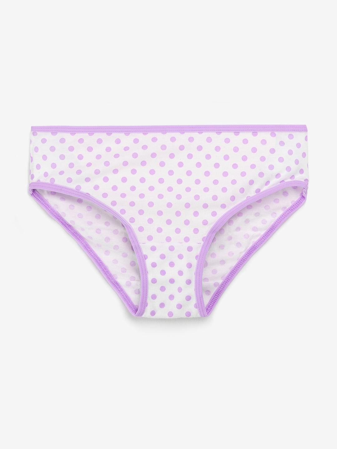 Girls Multicolor Polka Dot & Stripes All Over Printed Brief Pack Of 7 - CharmnCherish