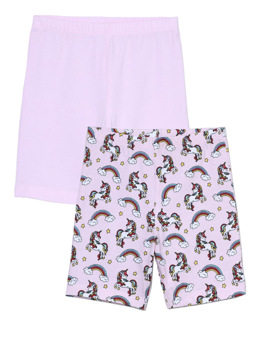 Shorties -  Unicorn All Over Print & Solid Color Combo Pack of 2