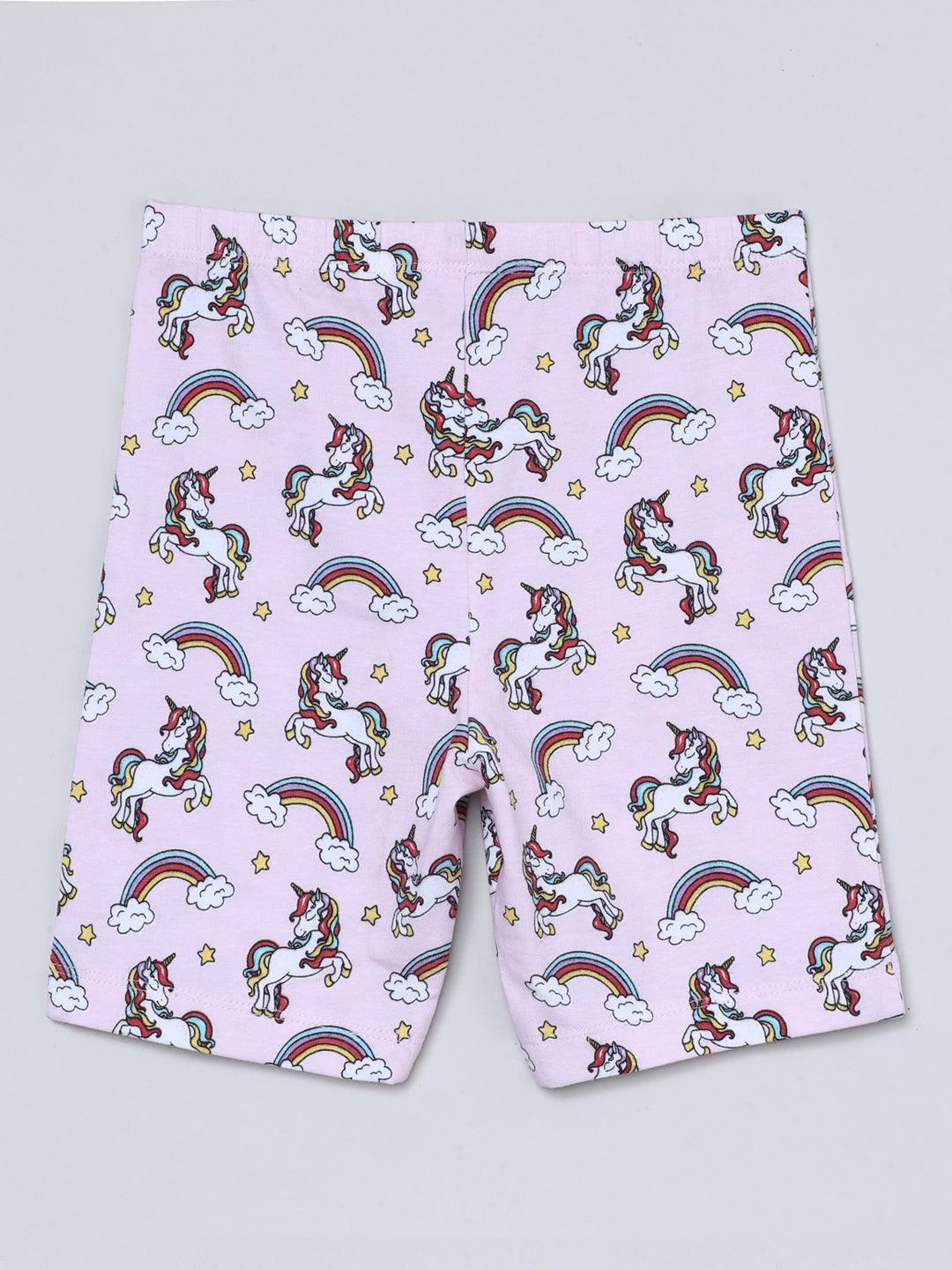 Shorties -  Unicorn All Over Print & Solid Color Combo Pack of 2 - CharmnCherish