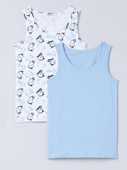 Vest - Shark All Over Print & Solid Blue (Pack of 2) - CharmnCherish