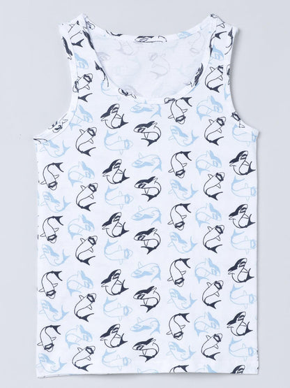 Vest - Shark All Over Print & Solid Blue (Pack of 2) - CharmnCherish