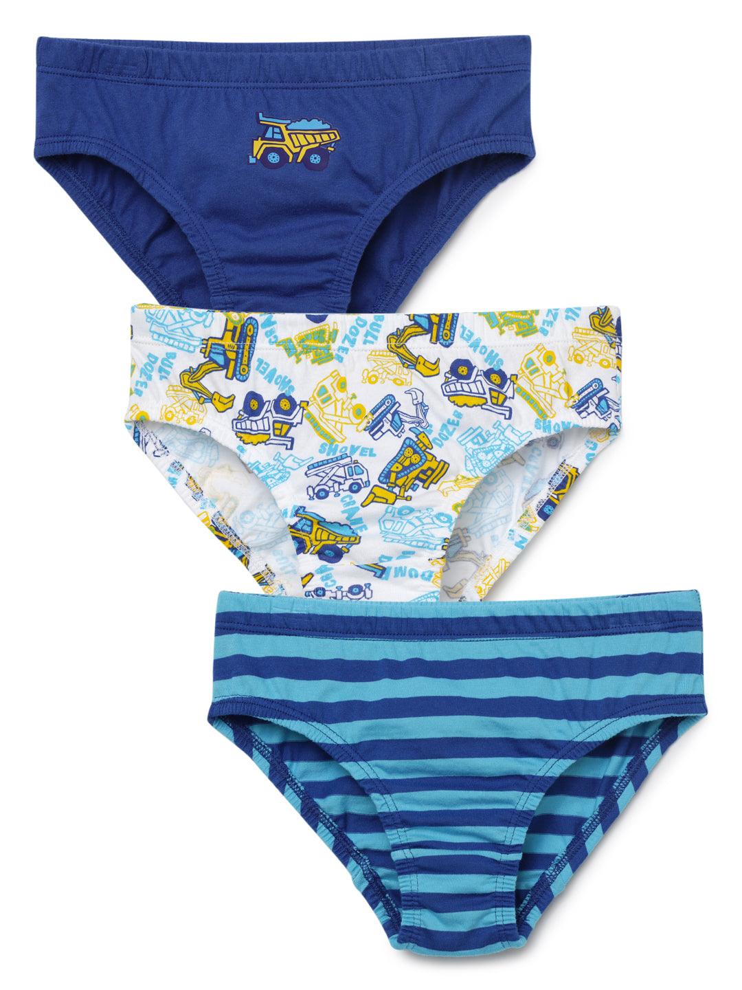 Boys Brief - Truck Prints & Strips (Pack of 3) - CharmnCherish