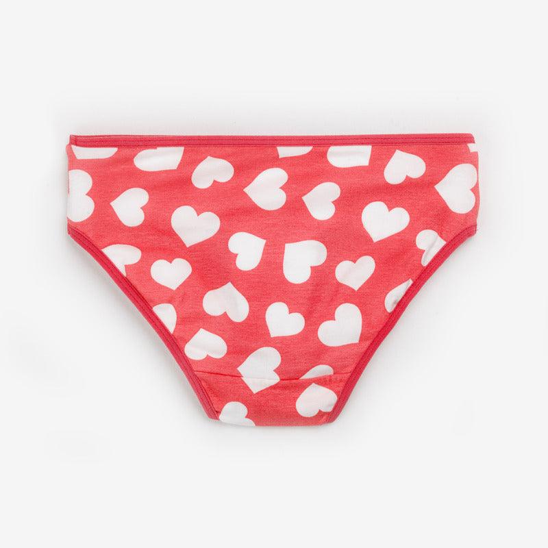 Girls Brief - Heart All Over Print (Pack Of 7) - CharmnCherish