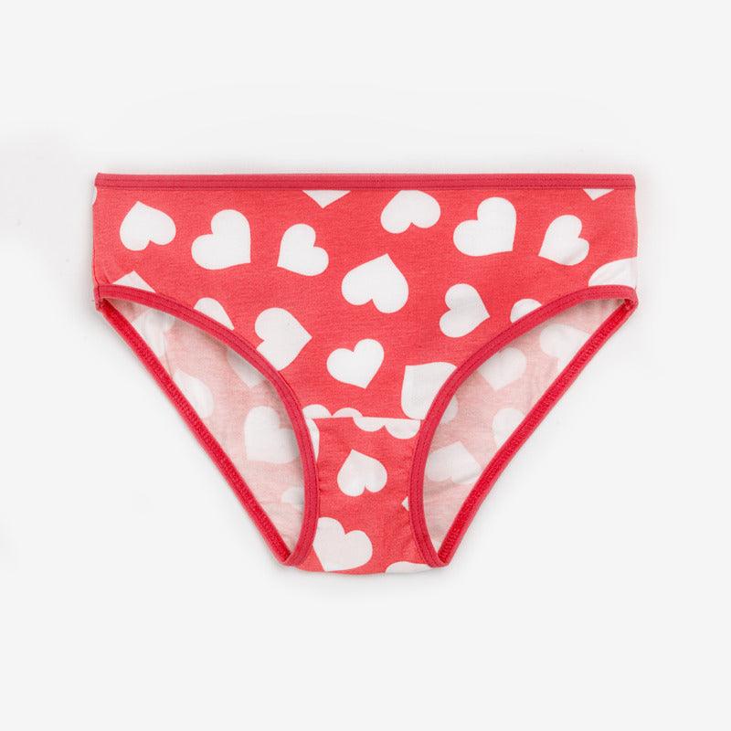 Girls Brief - Heart All Over Print (Pack Of 7) - CharmnCherish