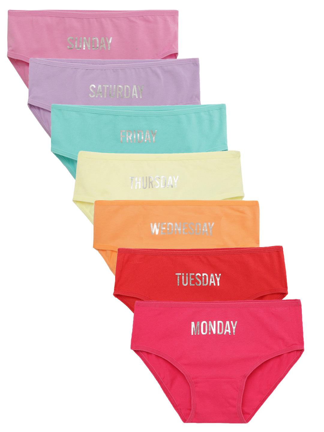 Girls Brief - Weekdays Prints (Pack Of 7) - CharmnCherish