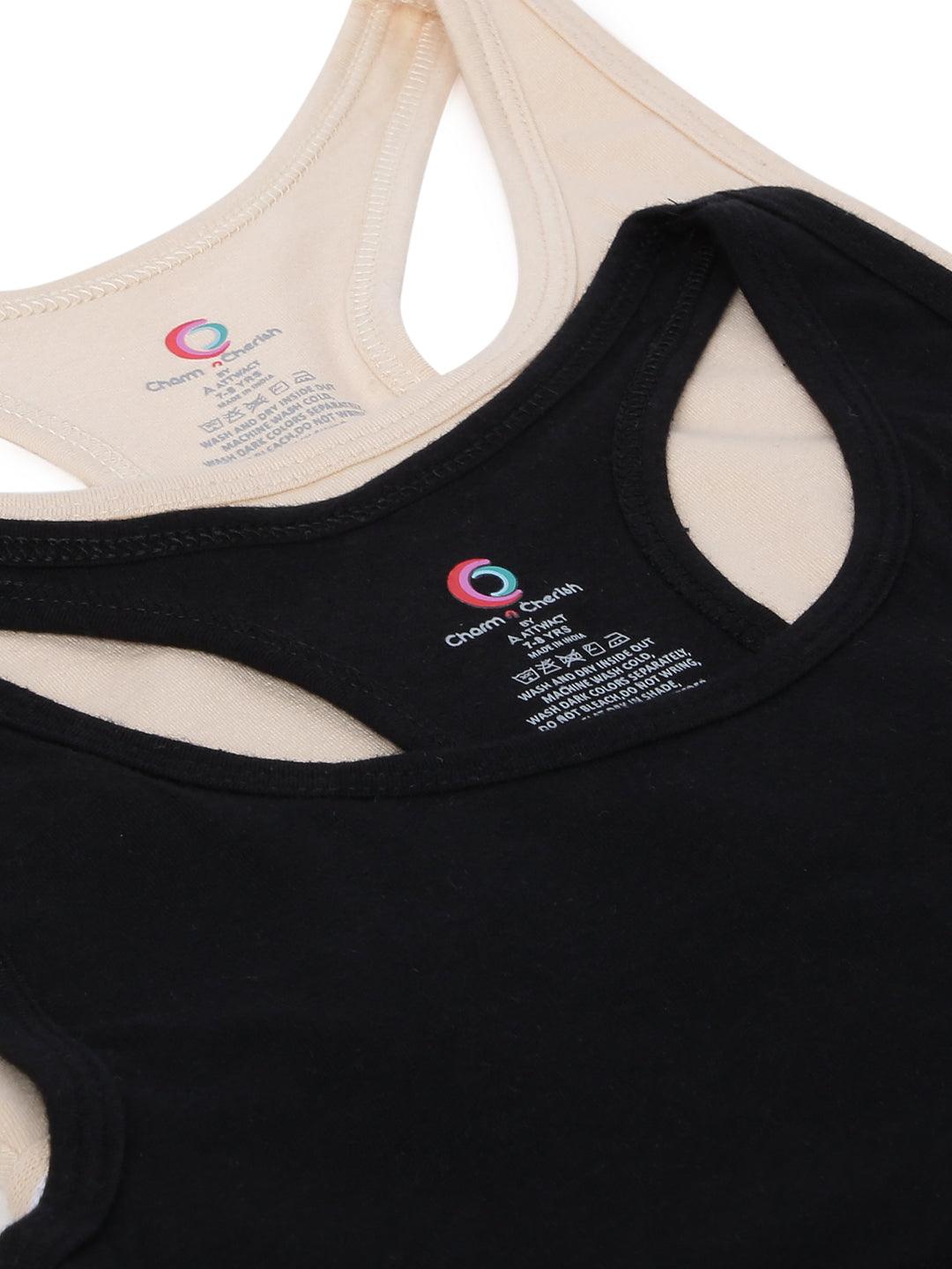 Sports Bra - Beige and Black (Pack of 2) - CharmnCherish